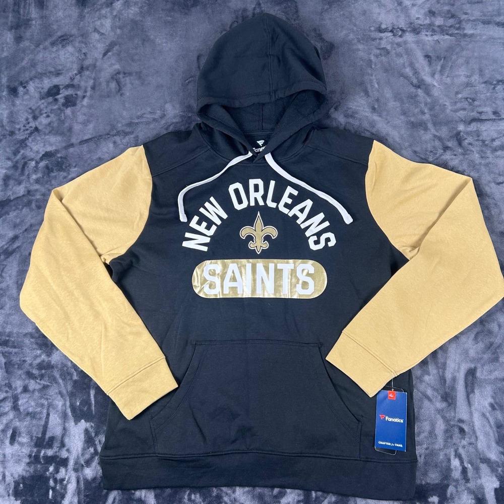 Fanatics Hoodie Mens XL Black Gold New Orleans Saints NFL Fleece Pullover